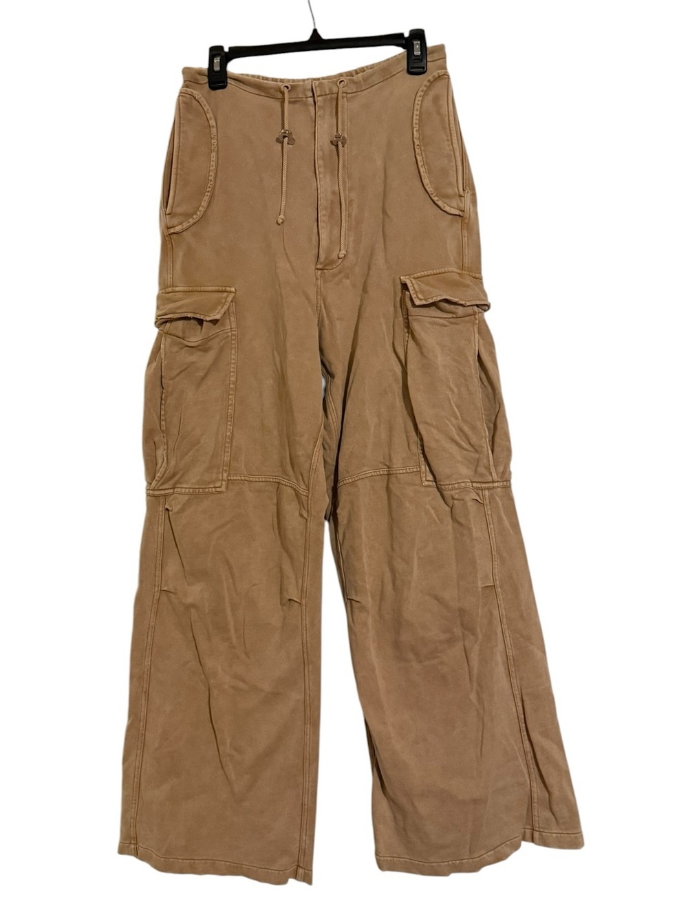 Acne Studios Wide Leg Cargo Sweatpants Tan Camel Washed Cotton Unisex Size XXS